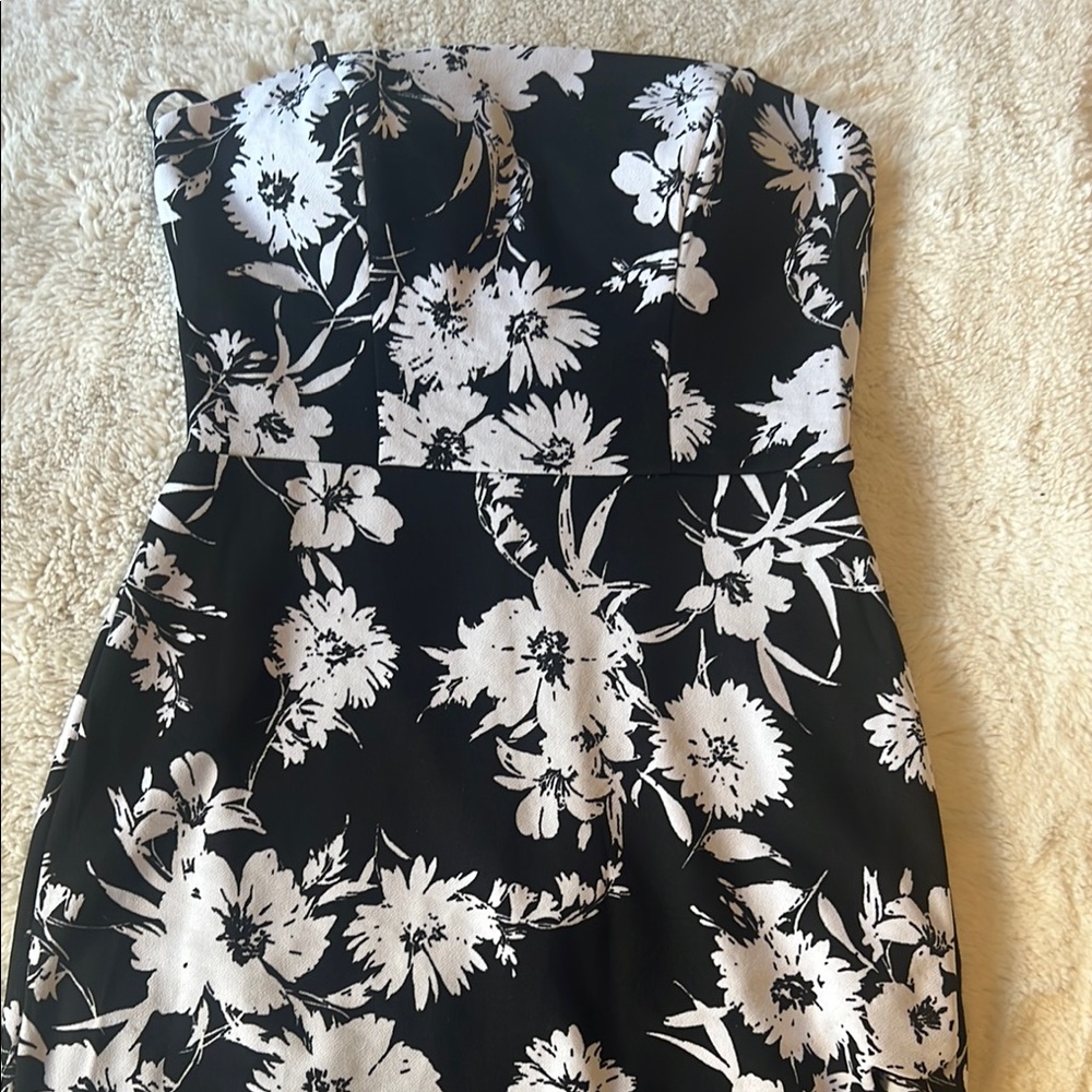 Floral Black and White Dress
